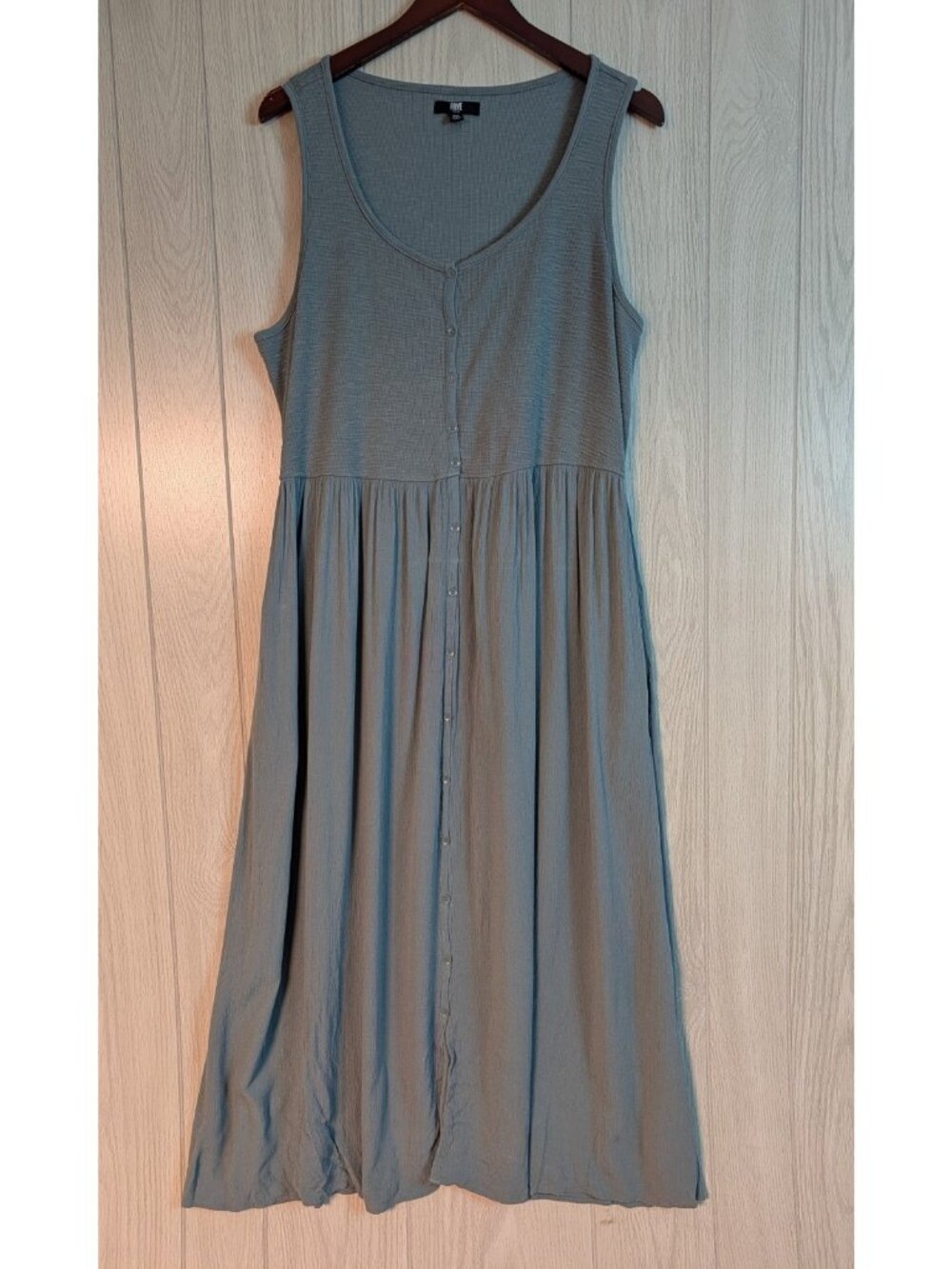 Frye Dusty Blue Gray Button Front Midi Tank Dress Size XXL 2XL Sleeveless